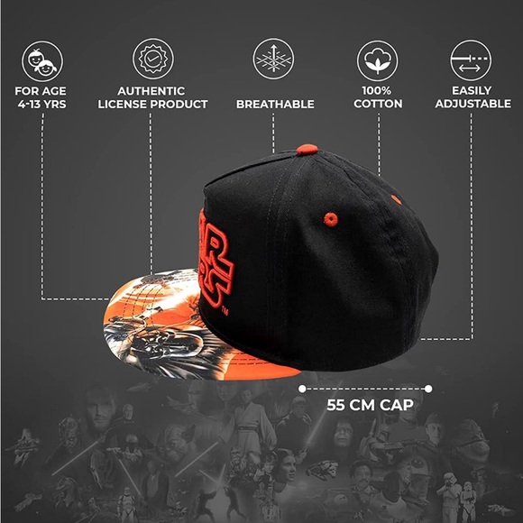 NWOT Star Wars Classic Embroidered Logo Flatbrim Baseball Cap Hat, Boys Youth - Picture 4 of 11